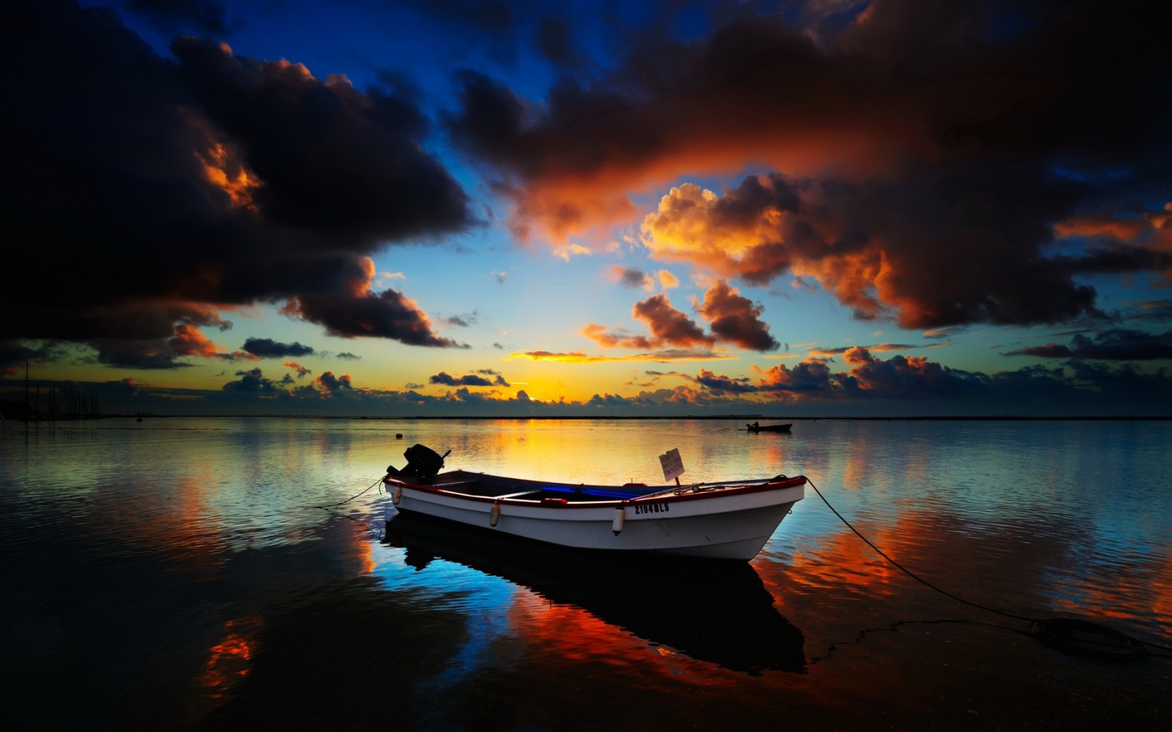Sunrise Boat On The Lake Great Photo Wallpaper Desktop