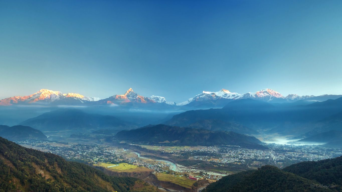 Sarangkot Sunrise Pokhara Nepal Widescreen Wallpaper Wide
