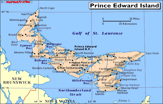 Map of Prince Edward Island PEI Pictures