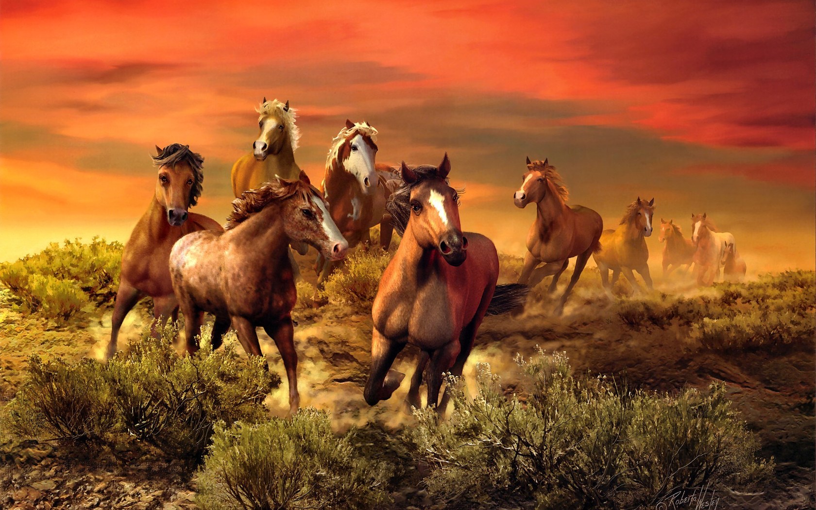 Painting Horses HD Wallpaper