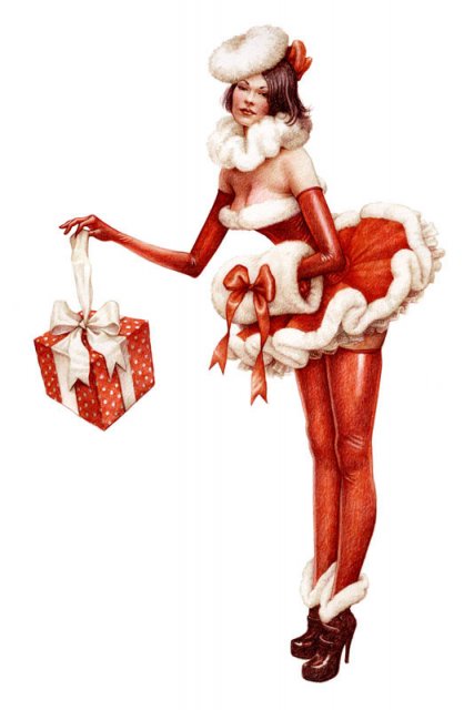 Vintage Pin Up Vintages Cards Christmas Wallpaper