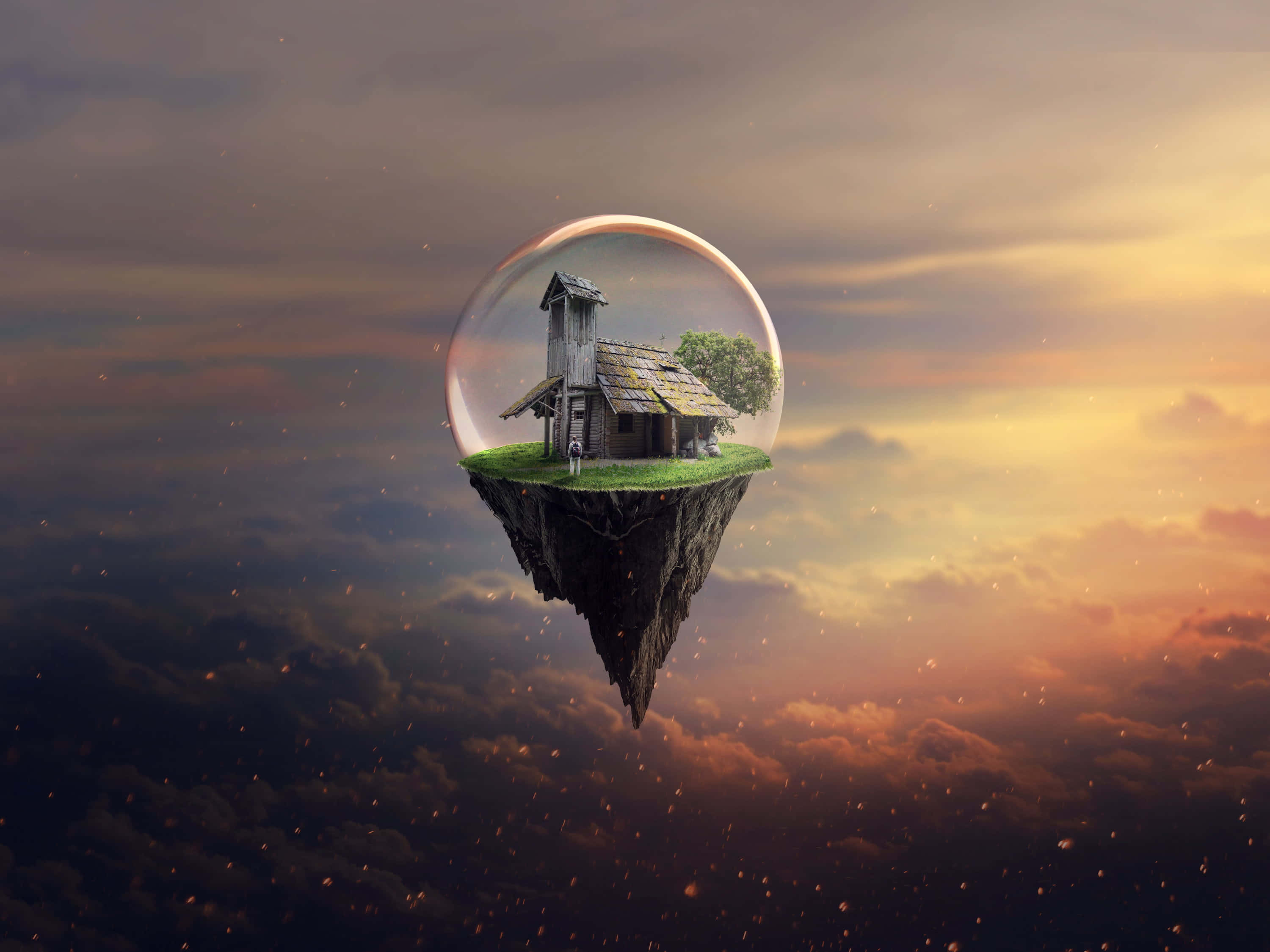 Floating Island Background Wallpaper