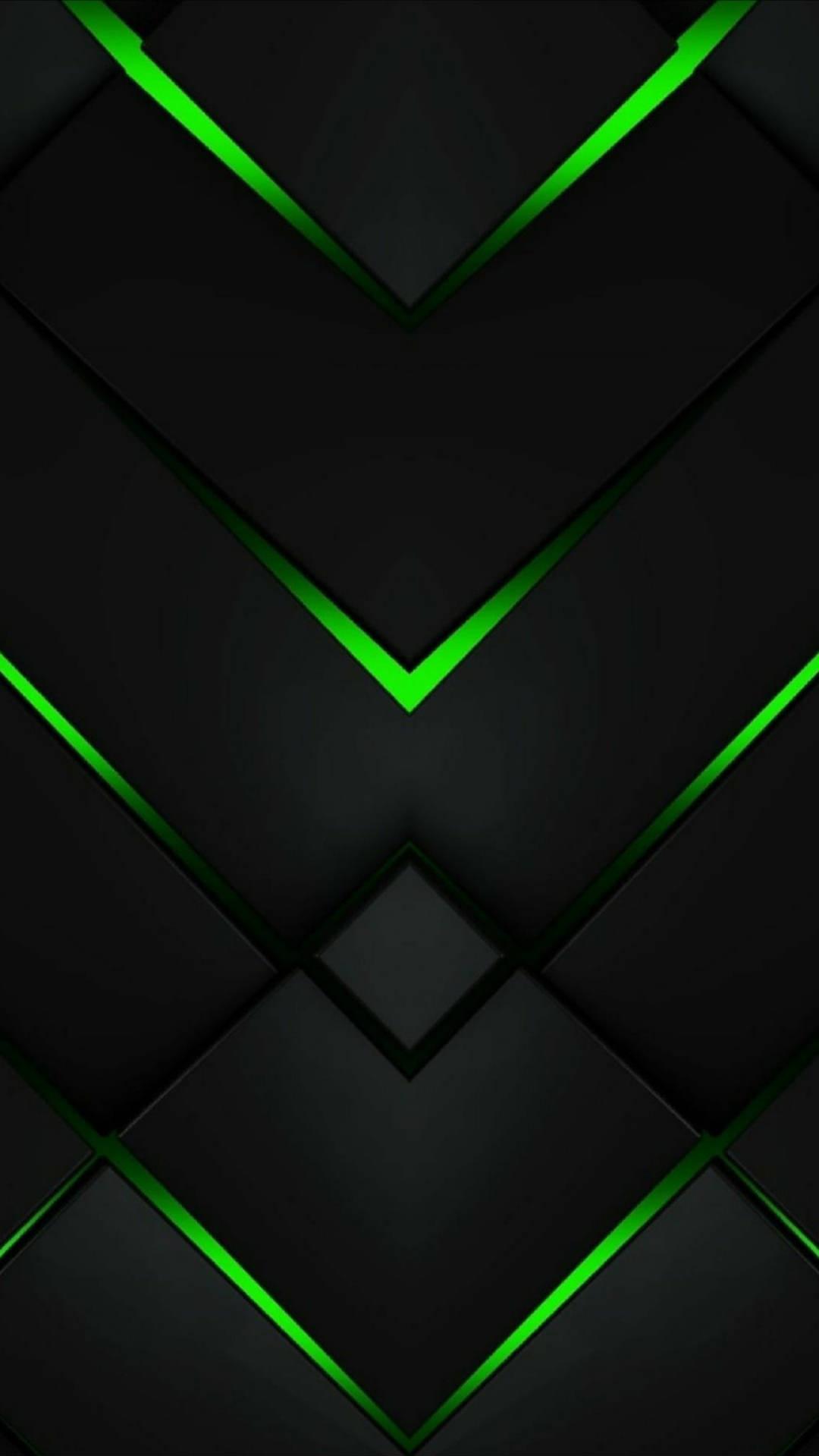 3d Material Neon Green And Black Pattern Wallpaper