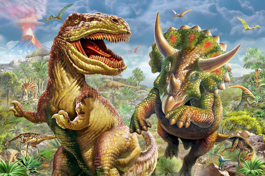 T Rex And Triceratops Popular Wall Mural Photowall