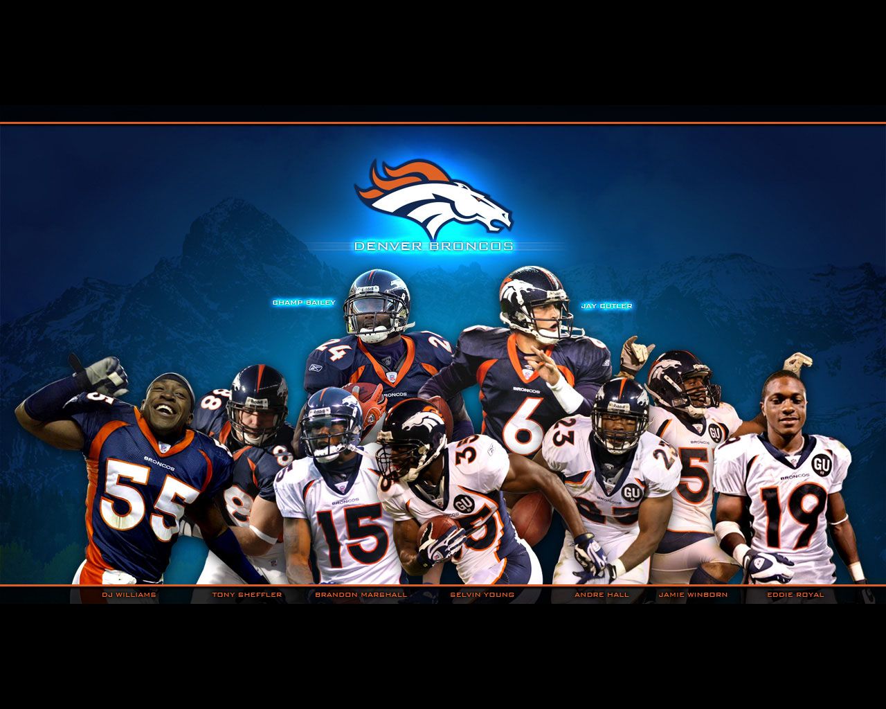 Denver Broncos Team Players Collage Wallpaper Photo