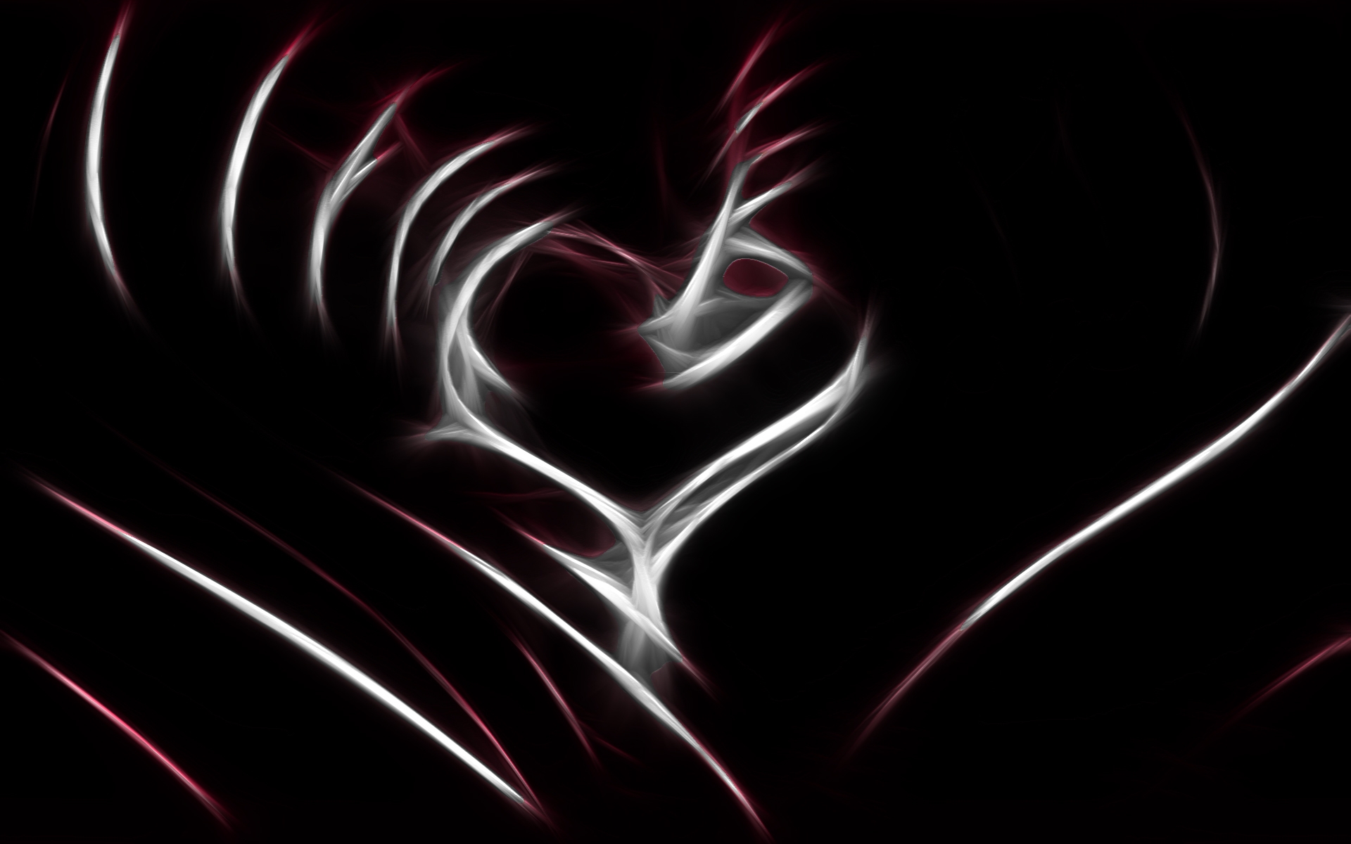 Wallpaper Abstract Heart Line White Red Black