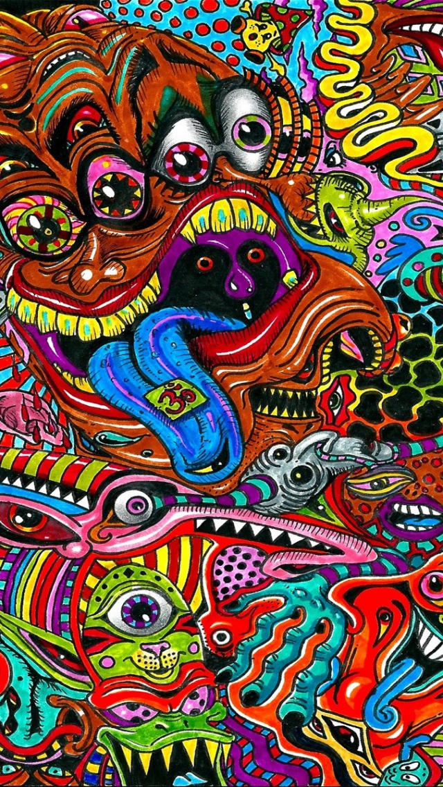 Wallpaper Drawing Surreal Colorful Psychedelic