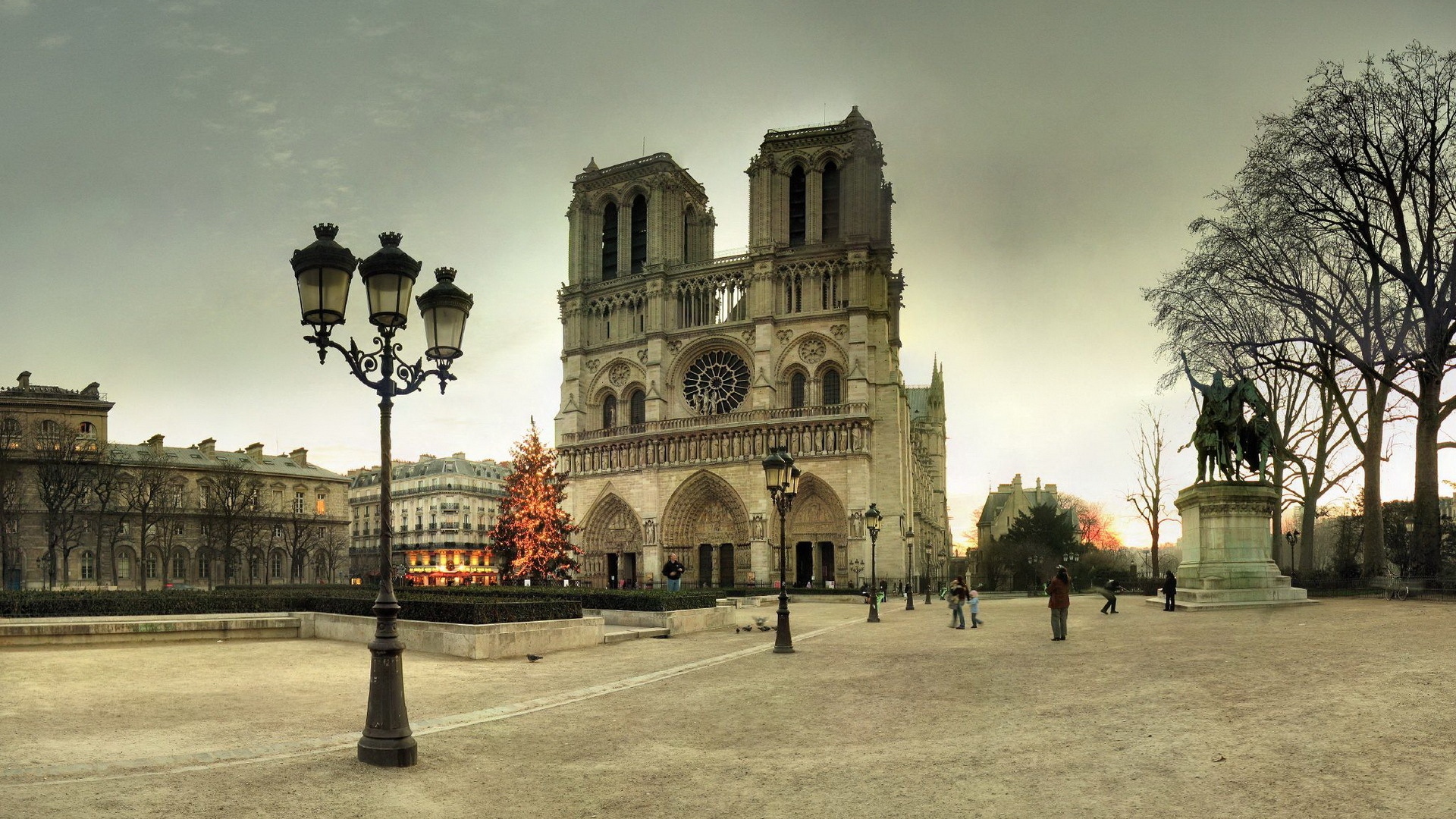 Full HD Wallpaper Notre Dame De Paris Cathedral Gothic Overcast