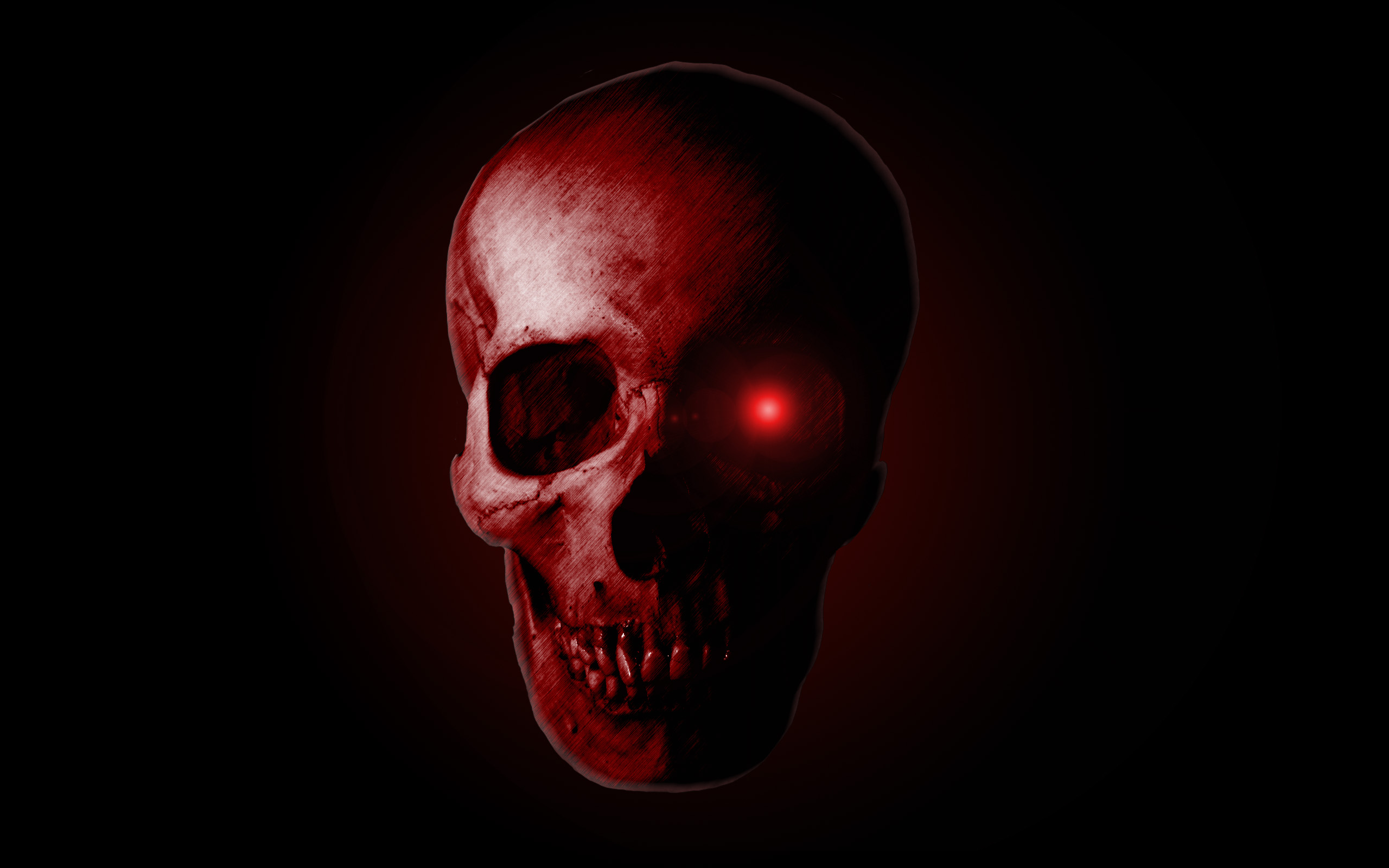 Wallpaper Evil Skull Red And Black