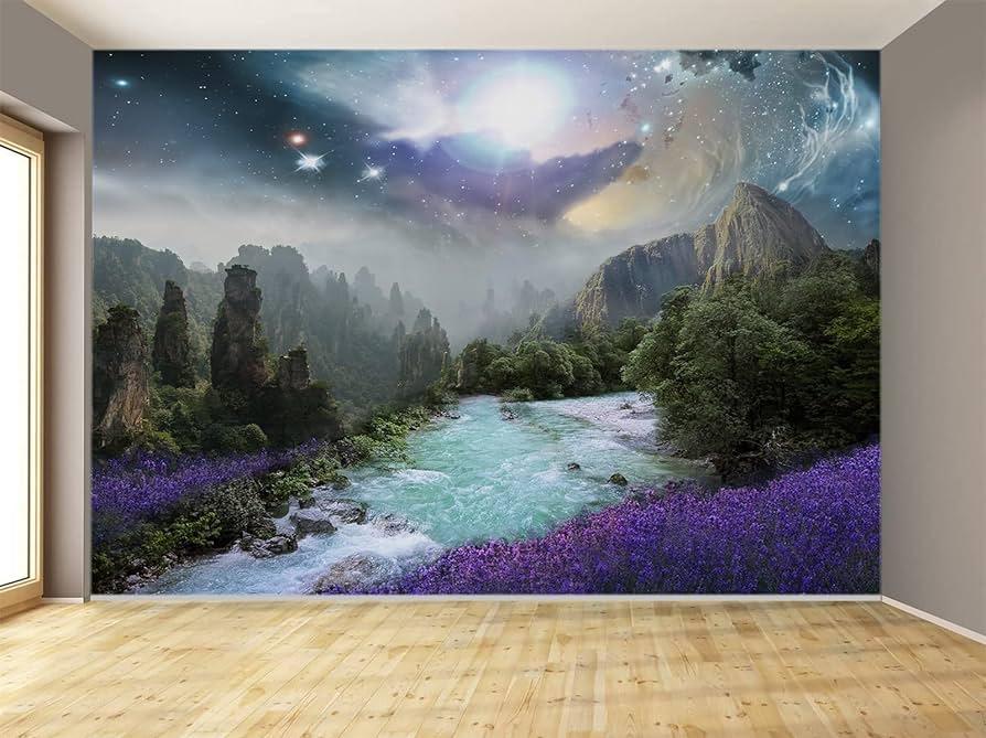Amazon Psychedelic Dreamland Wallpaper Mountains Trees