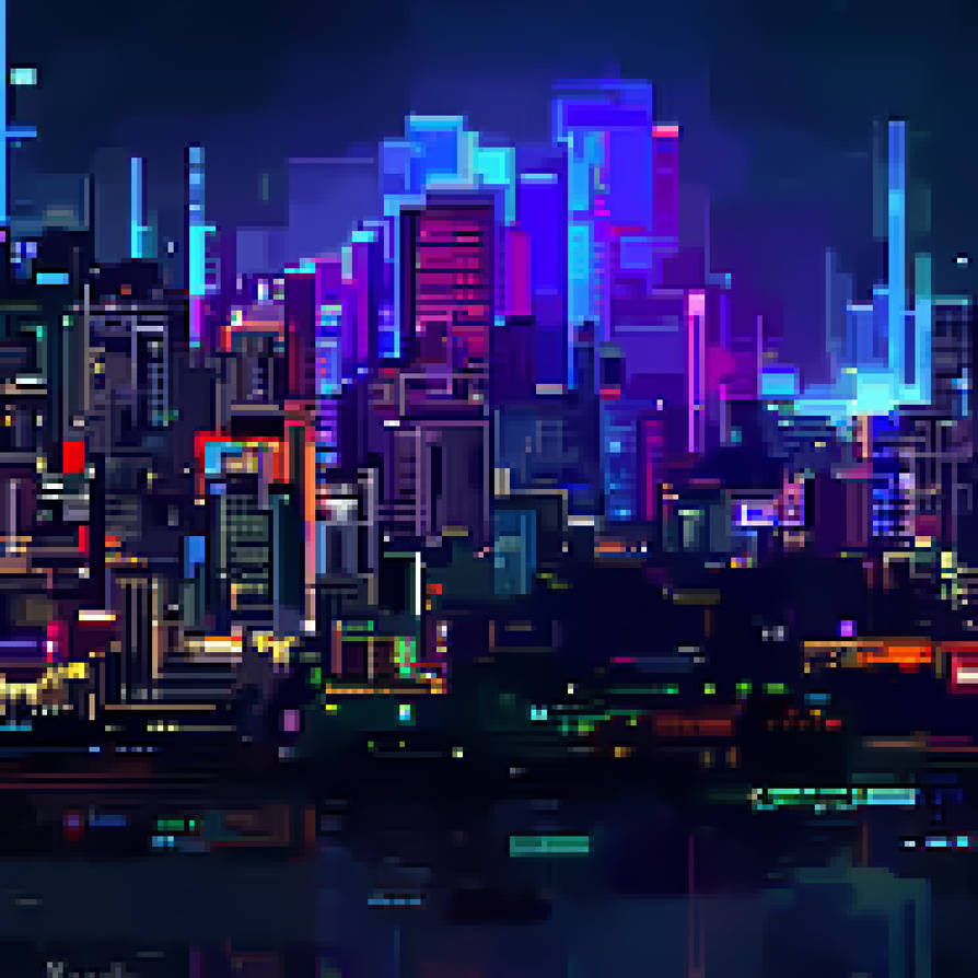 Night City Pixel Art By Datalorean Df03zvb Pre Wallpaper