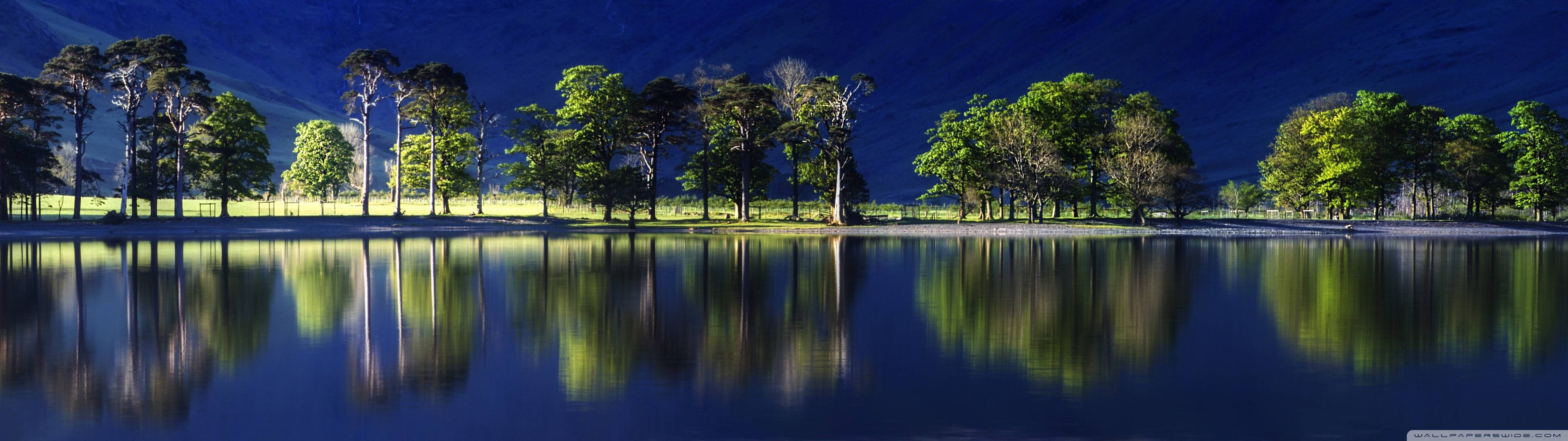 HD Dual Monitor Still Lake Wallpaper