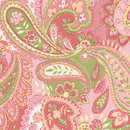 Traditional Paisley Fabric With Shades Of Pink And Lime For Baby Girls