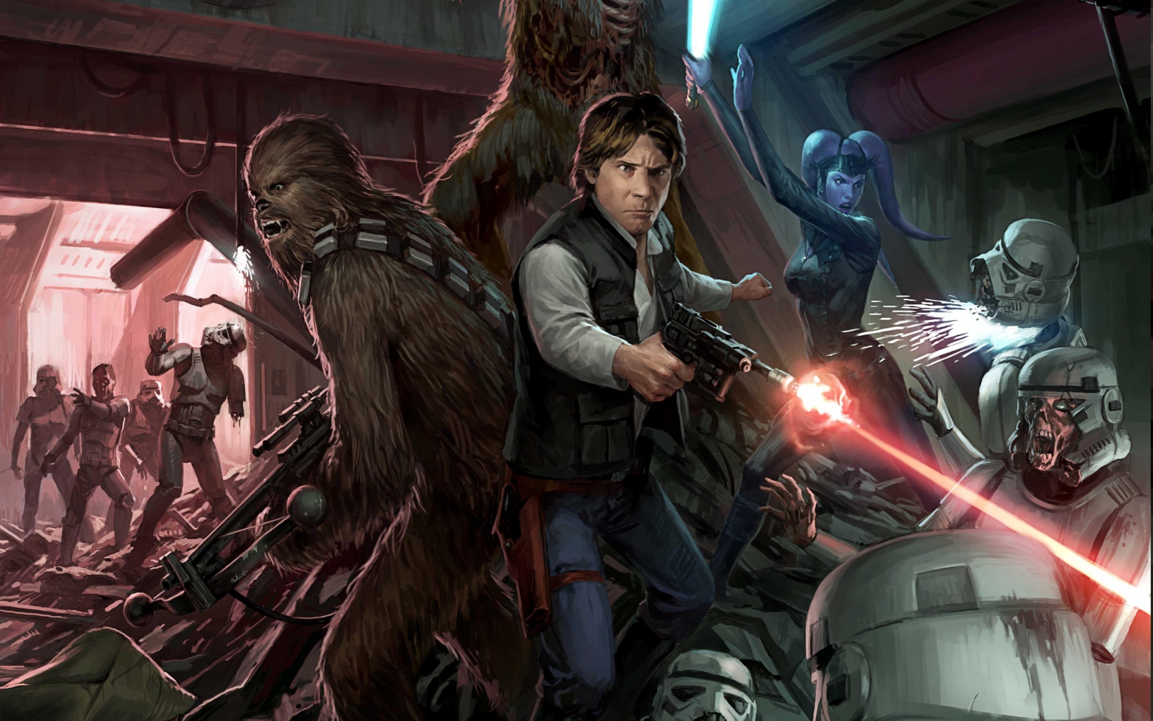 Han Solo Chewbacca Twilek Wallpaper