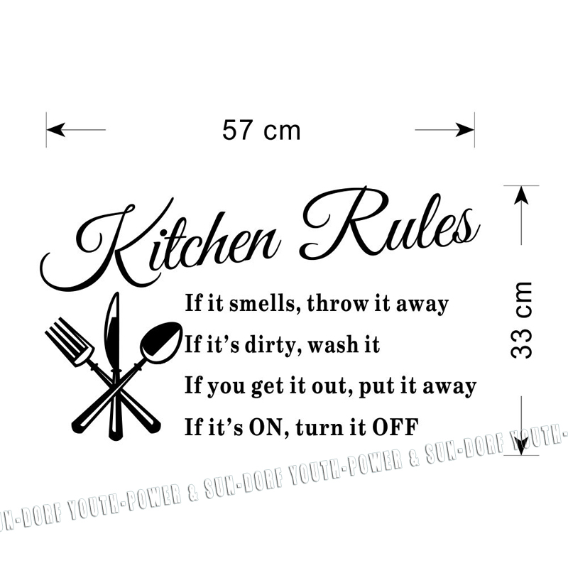 Quote Kitchen Rules Motto Words Wall Sticker Home Decor Art Decal