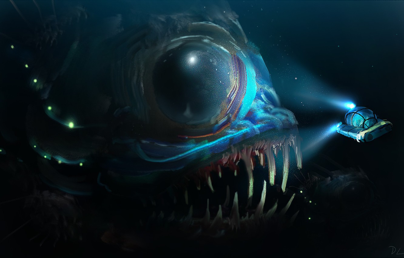Wallpaper Water Depth Fish Art Fiction Illustration