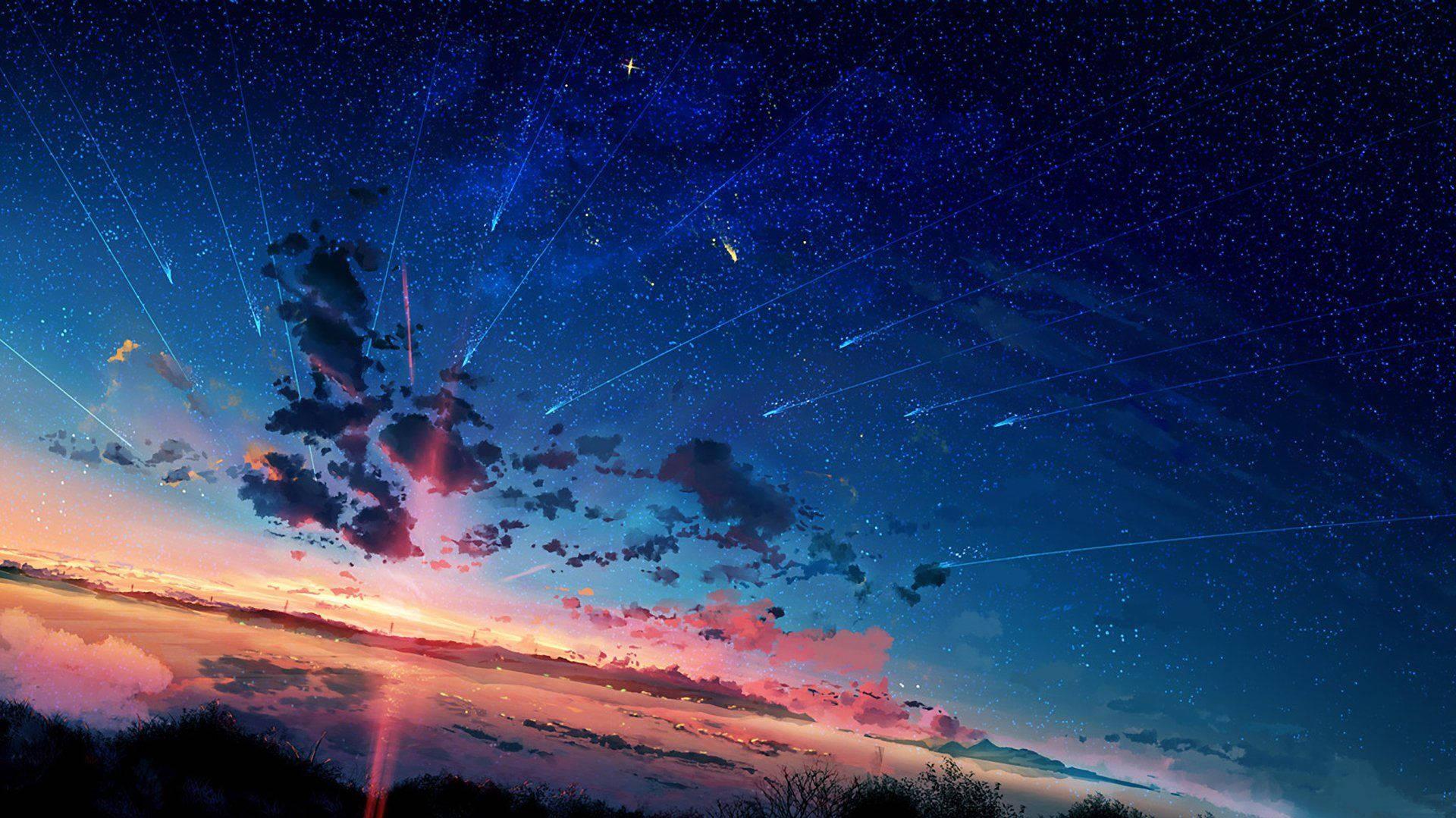 Download Dark Clouds Anime Night Sky Wallpaper