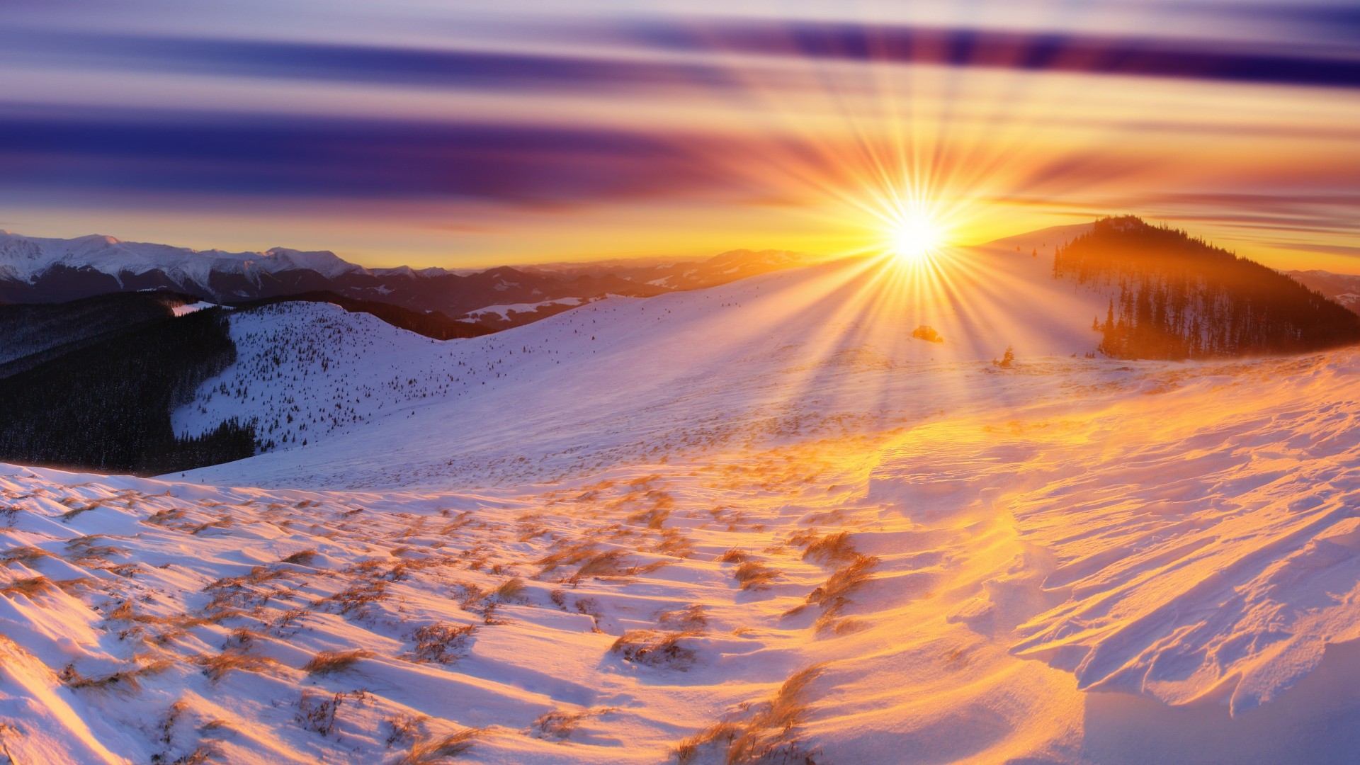 Snow Winter Sky Clouds HDr Sunset Sunrise Wallpaper Background