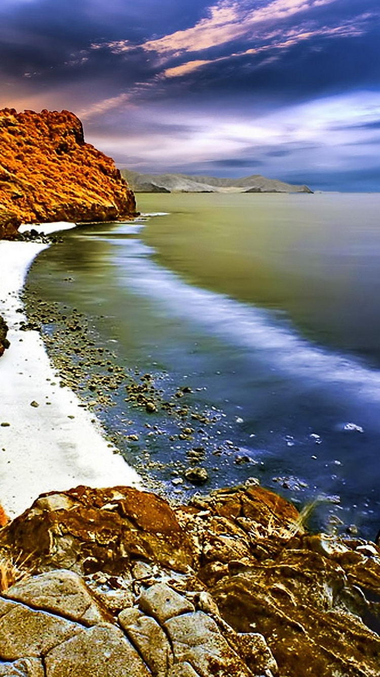 HDr Beach Rocks iPhone Wallpaper Ipod HD