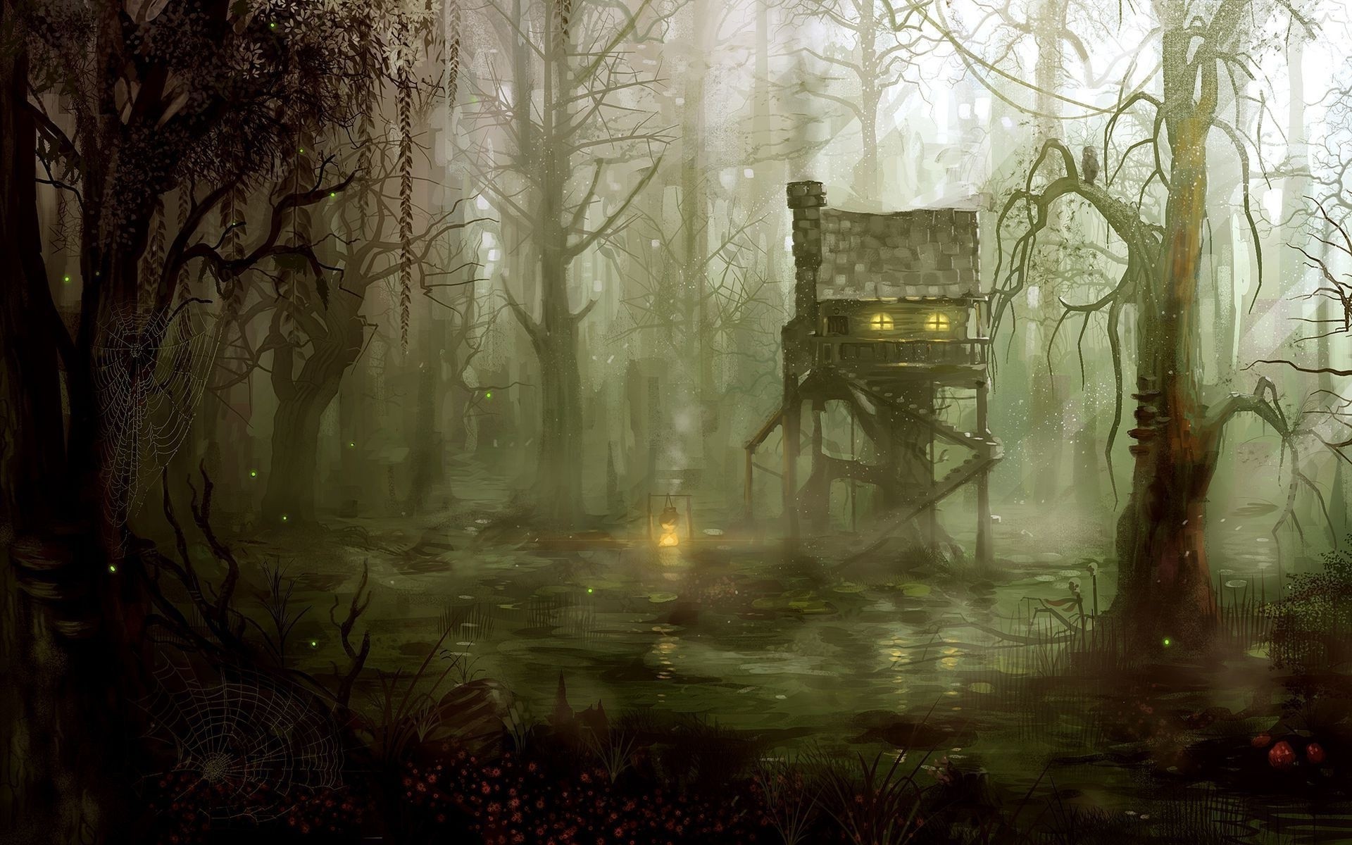 Treehouse In The Forest Wallpaper