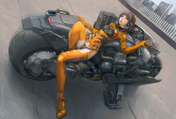 Wallpaper Motorcycle Bike Anime Girl Lying Desktop