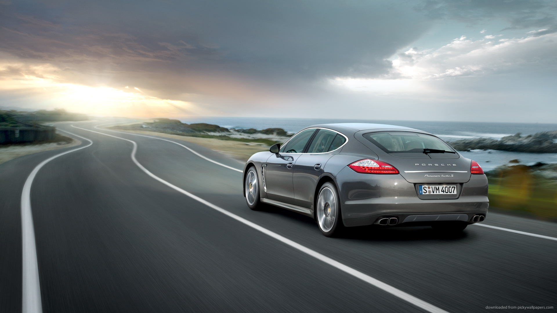 Porsche Panamera Turbo S On A Shore Screensaver For Kindle3 And Dx