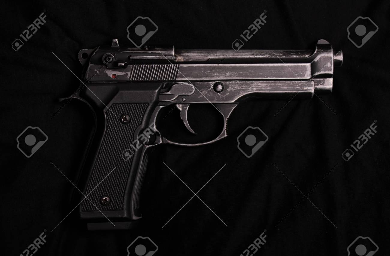 9mm Pistol On Black Background Stock Photo Picture And Royalty