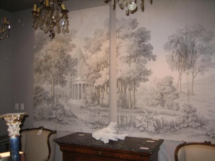 Zuber Italian Landscape Wallpaper Grisaille