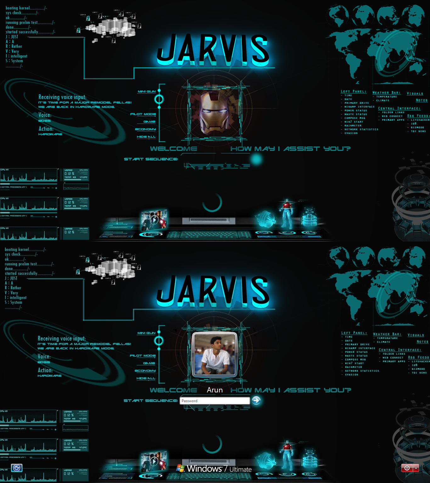 Jarvis Animated Wallpaper Ironman Logon Screen By