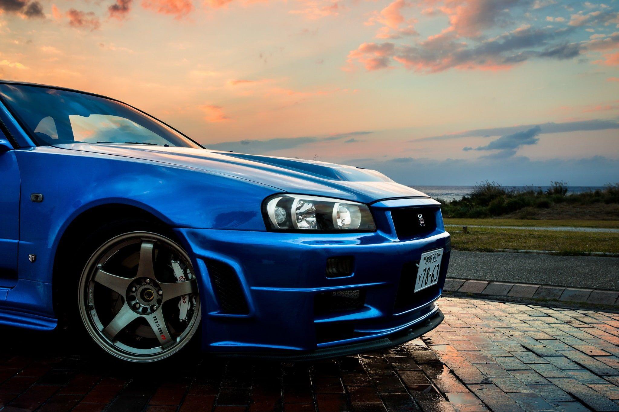 Nissan Skyline Gt R R34 Car Blue Jdm 1080p Wallpaper