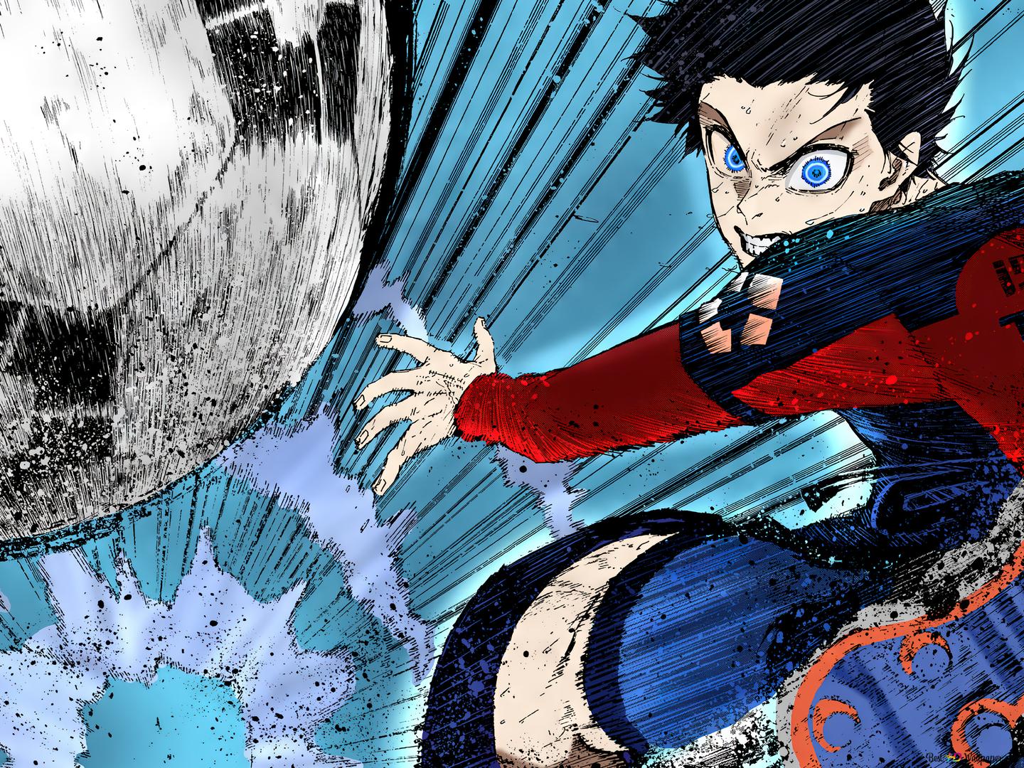 Yoichi Isagi Kicking Soccer From Blue Lock 4k Wallpaper