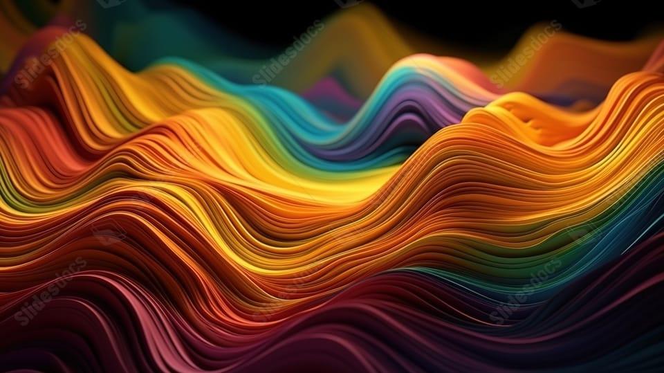 Rainbow Color Layered Paper Waves Wallpaper Mobile