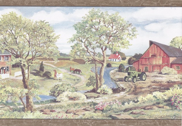 Clearance Wallpaper Borders Wooden Country Farmer Border