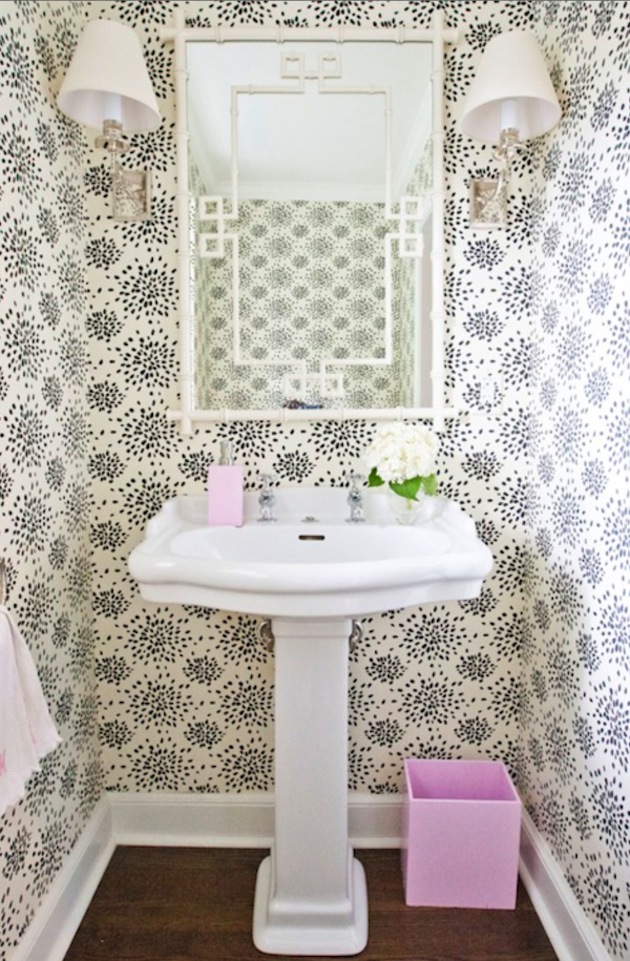 This Powder Room Wallpaper Strikes A Bit Of Fun Against The