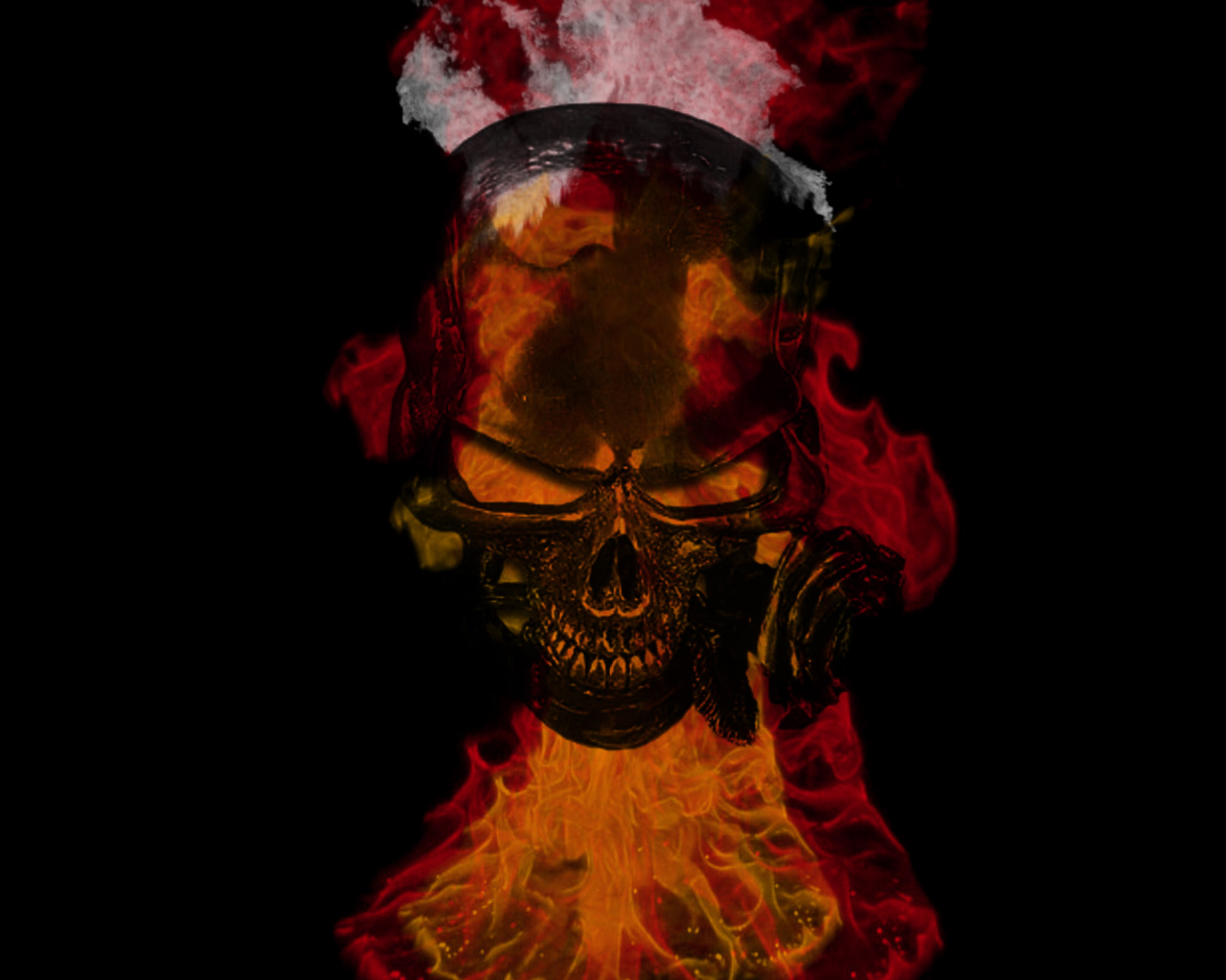 Flaming Skulls Wallpaper Skull