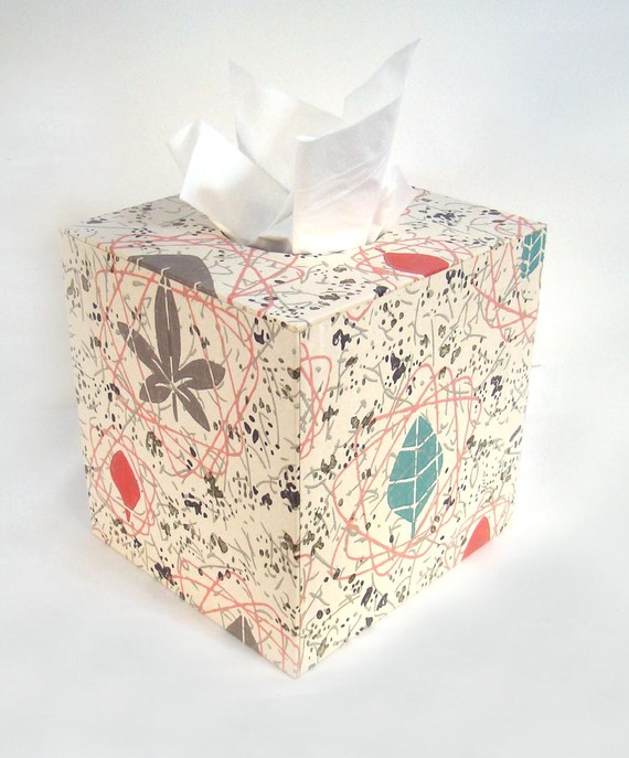 Mid Century Atomic Floral 1950s Vintage Wallpaper Tissue Box Cover 570x687