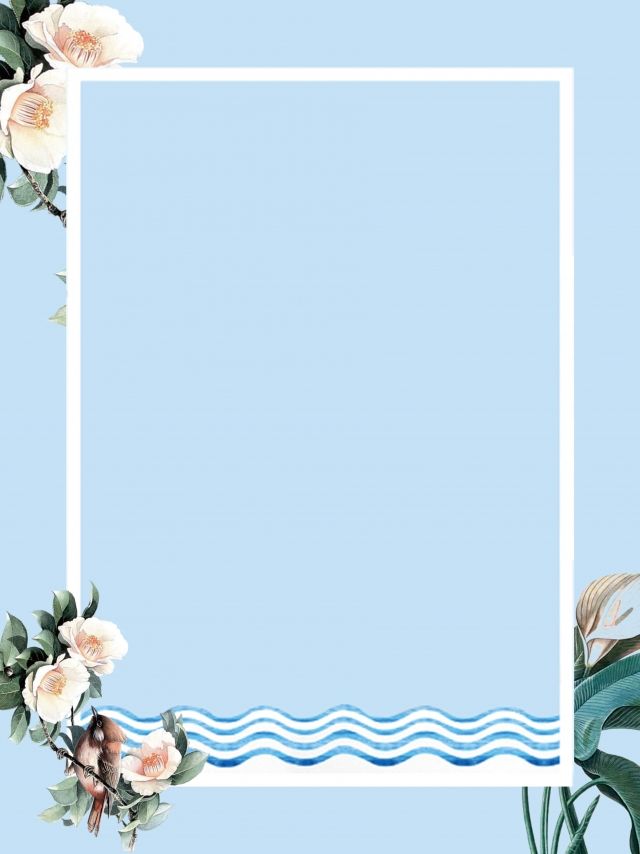 Flower Simple Blue Frame Advertising Background Design
