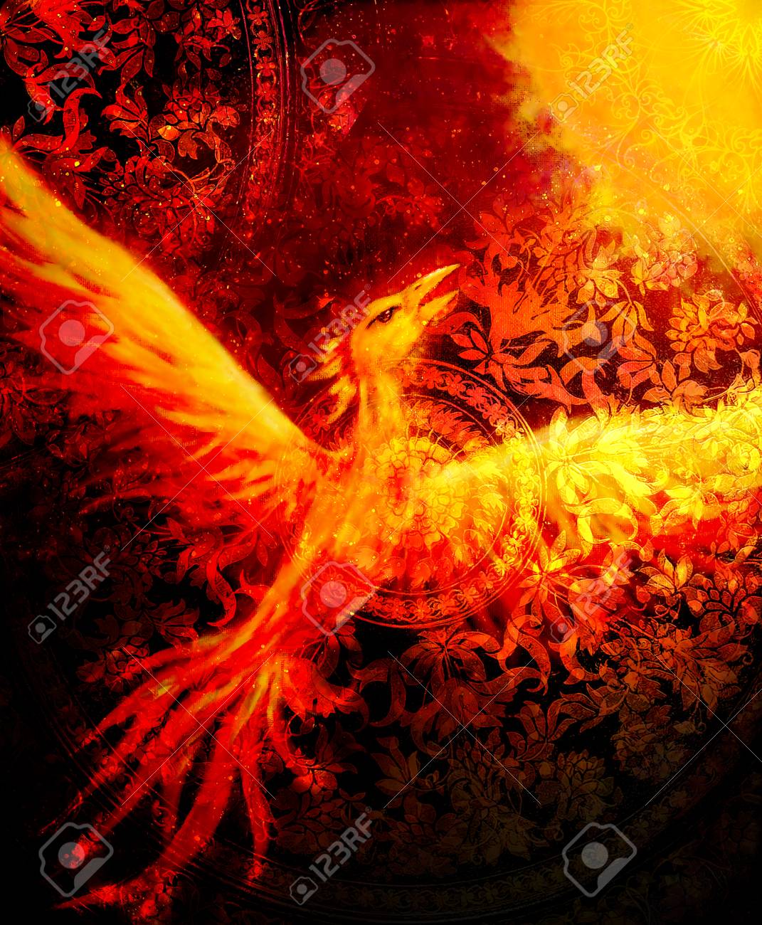 Flying Phoenix Bird As Symbol Of Rebirth And New Beginning