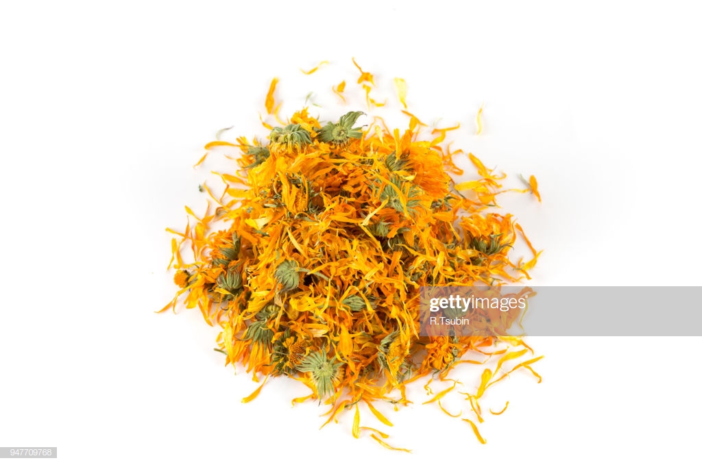 Calendula Flower Tea For Infusion On White Background High Res