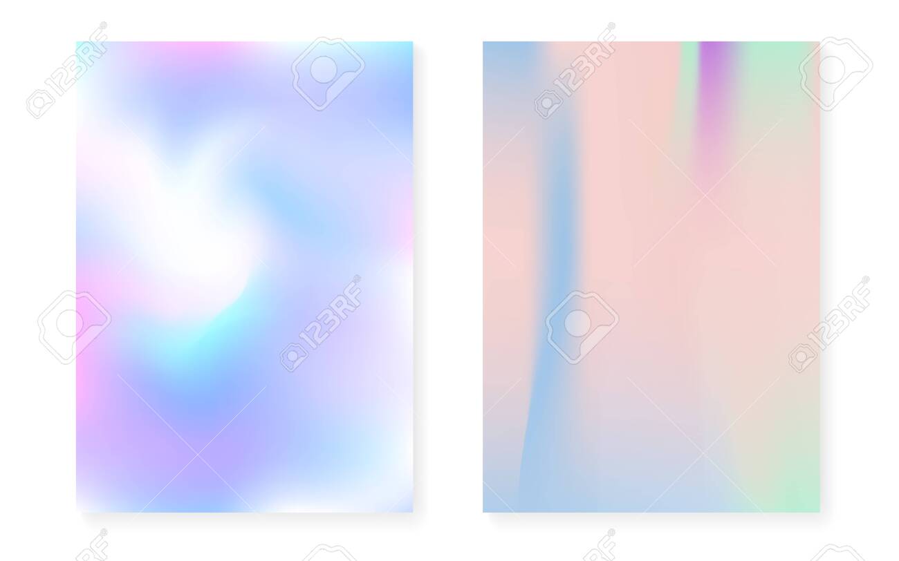 Hologram Gradient Background Set With Holographic Cover 90s