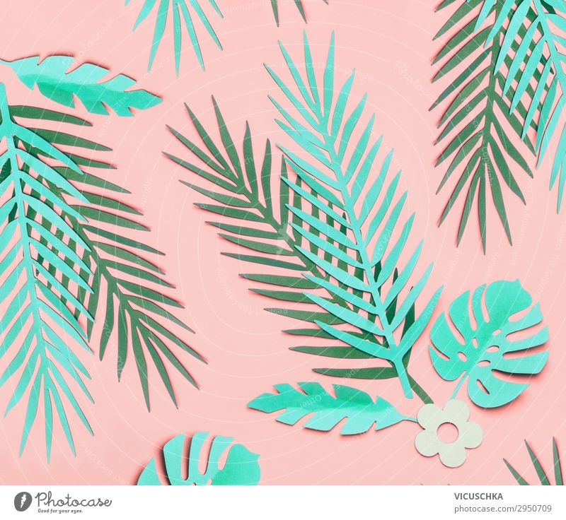 Tropical Leaves Pattern On Pink Background A Royalty Stock