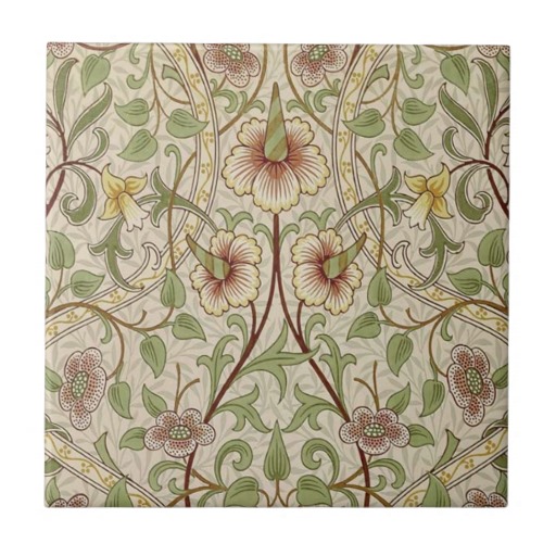 Vintage Floral Wallpaper Design Daffodil Small Square Tile