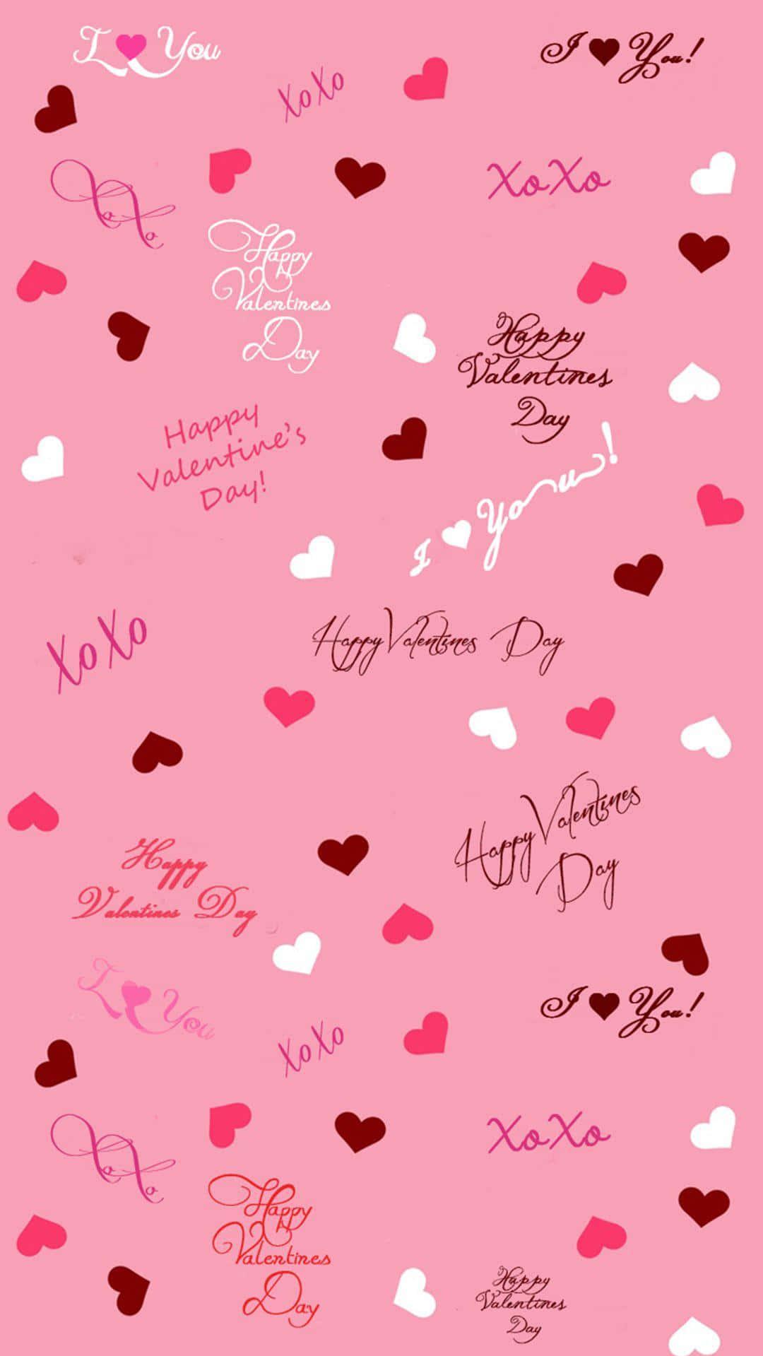 Valentine S Day Wallpaper With Hearts And Words