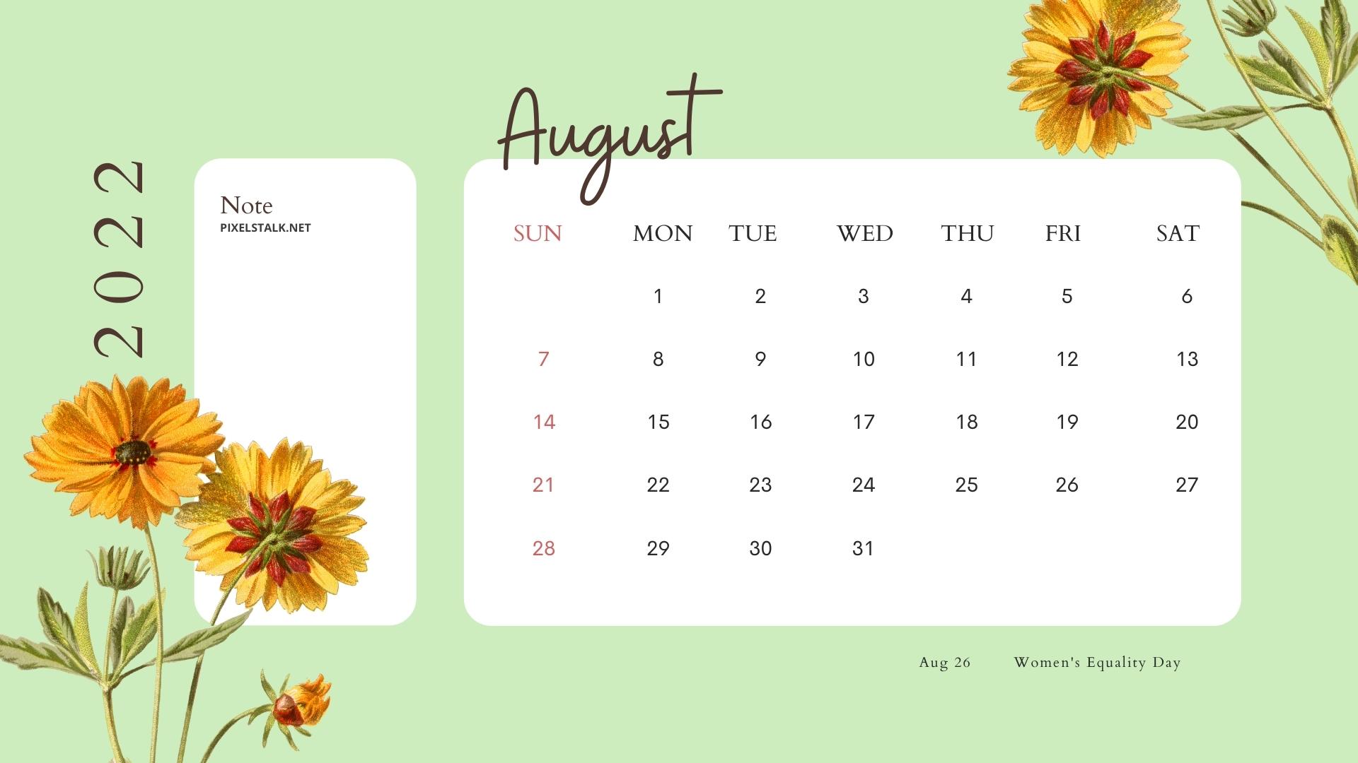 August Calendar Wallpaper HD For Desktop
