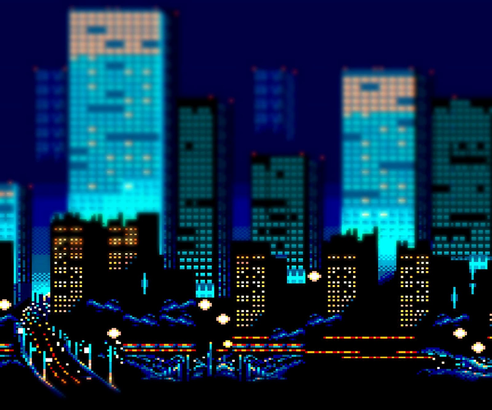 Download Cute Aesthetic Pc 8-bit Pastel City Wallpaper