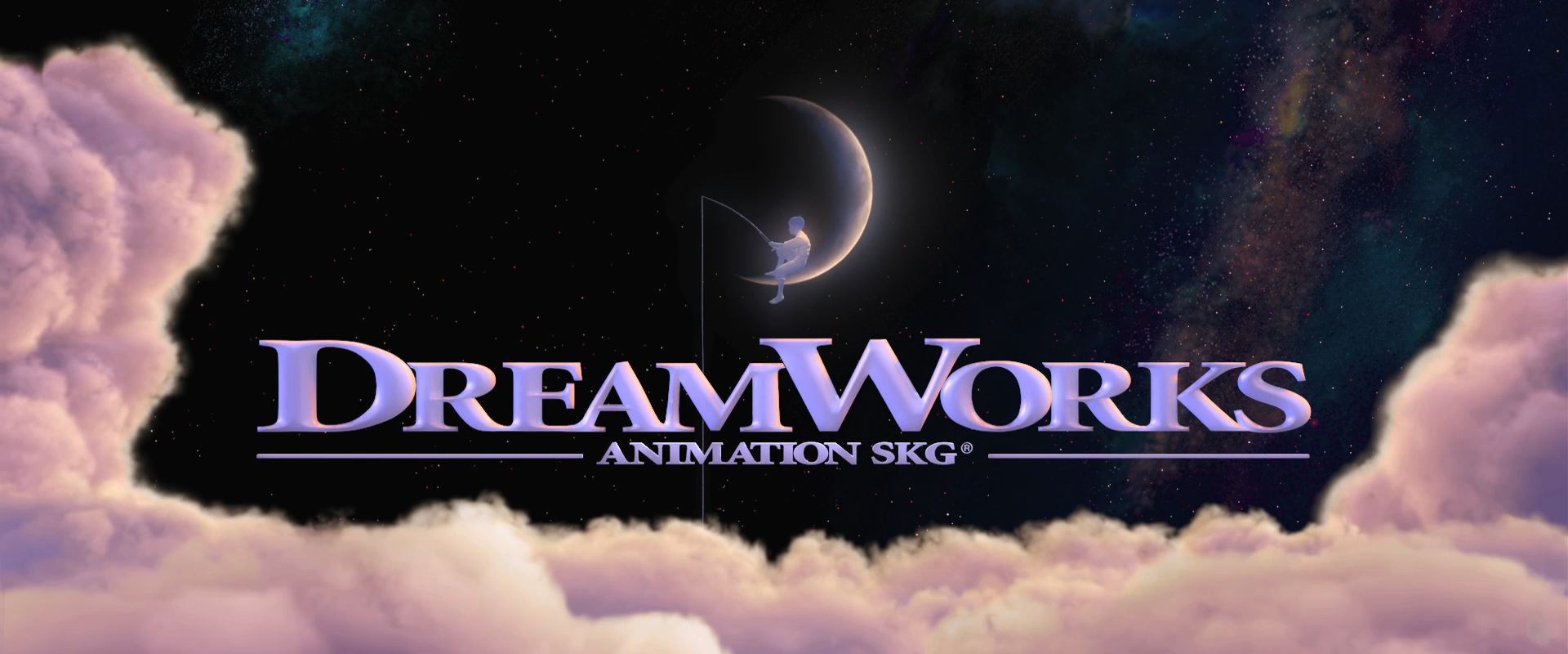 Dreamworks Studio Logo Showing Crescent Moon In A Night Sky And Clouds
