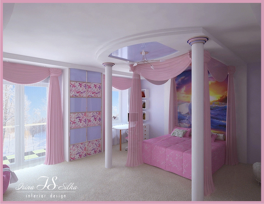 Teen Rooms Cute Pink Design With Two Pillar And Shiny