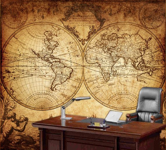 World Map Wall Mural Vintage Old Of The By Styleawall