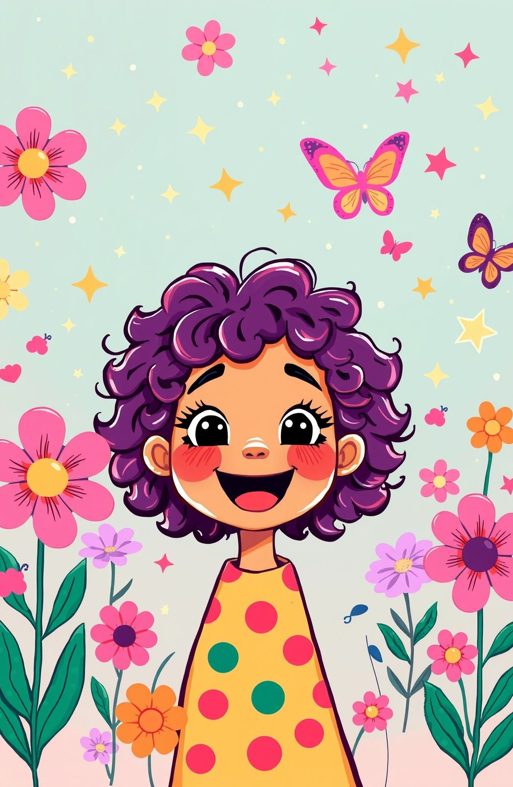 Curly Girl Cartoon Wallpaper