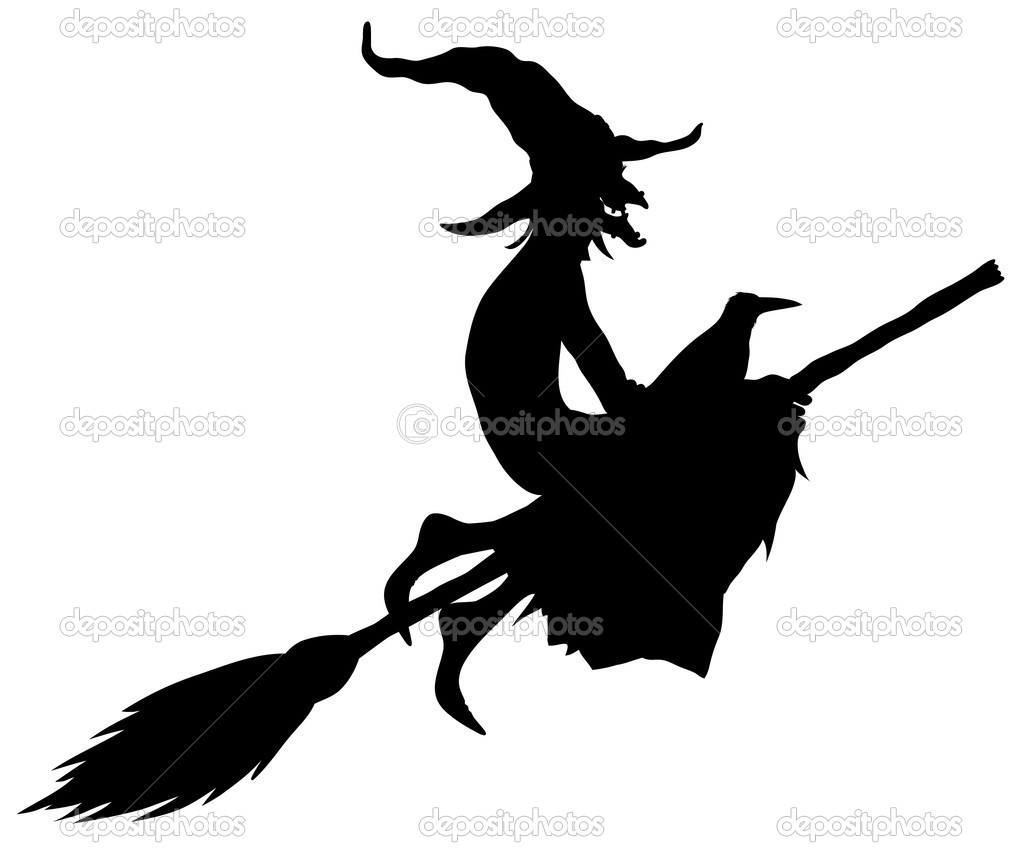 Clip Art Illustration Of A Silhouette Of A Halloween Witch   Acclaim
